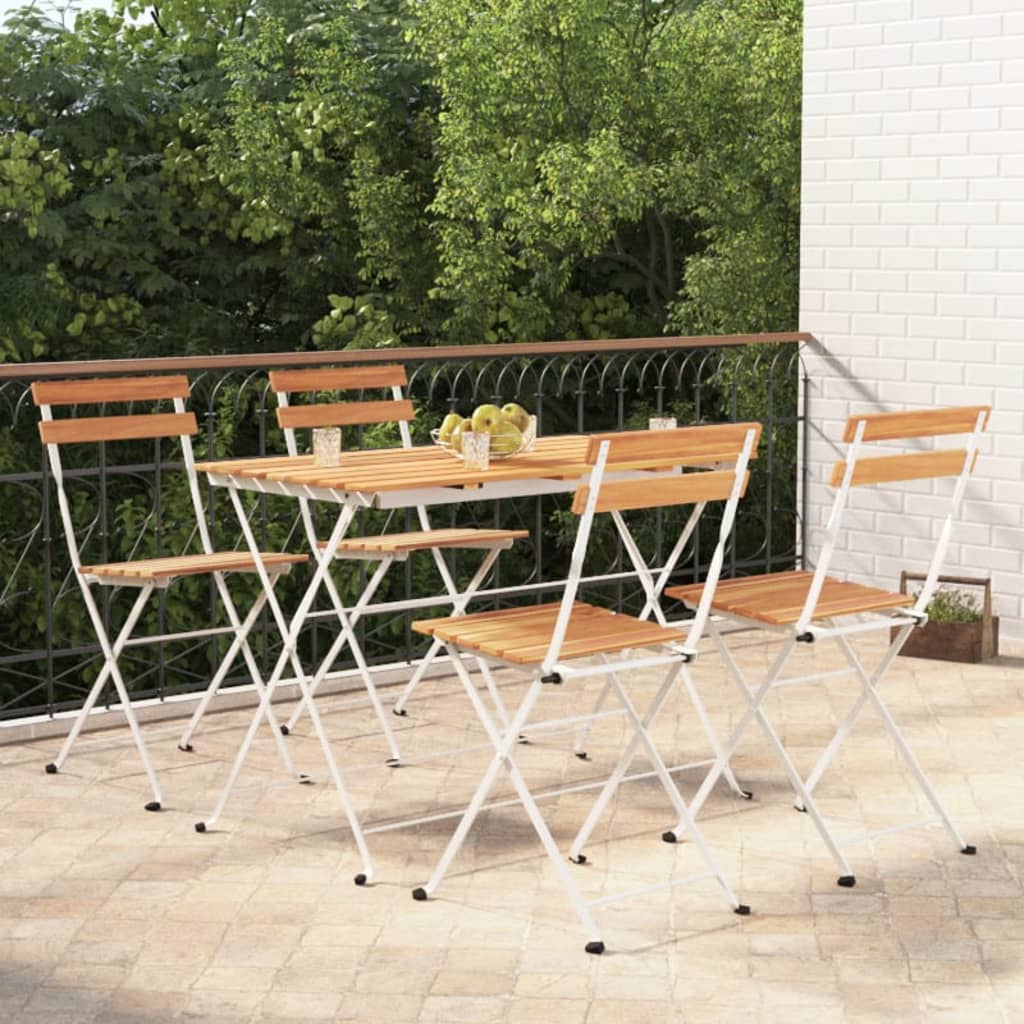 vidaXL Bistro Set Folding Table and Chair Set Solid Wood Acacia and Steel-37