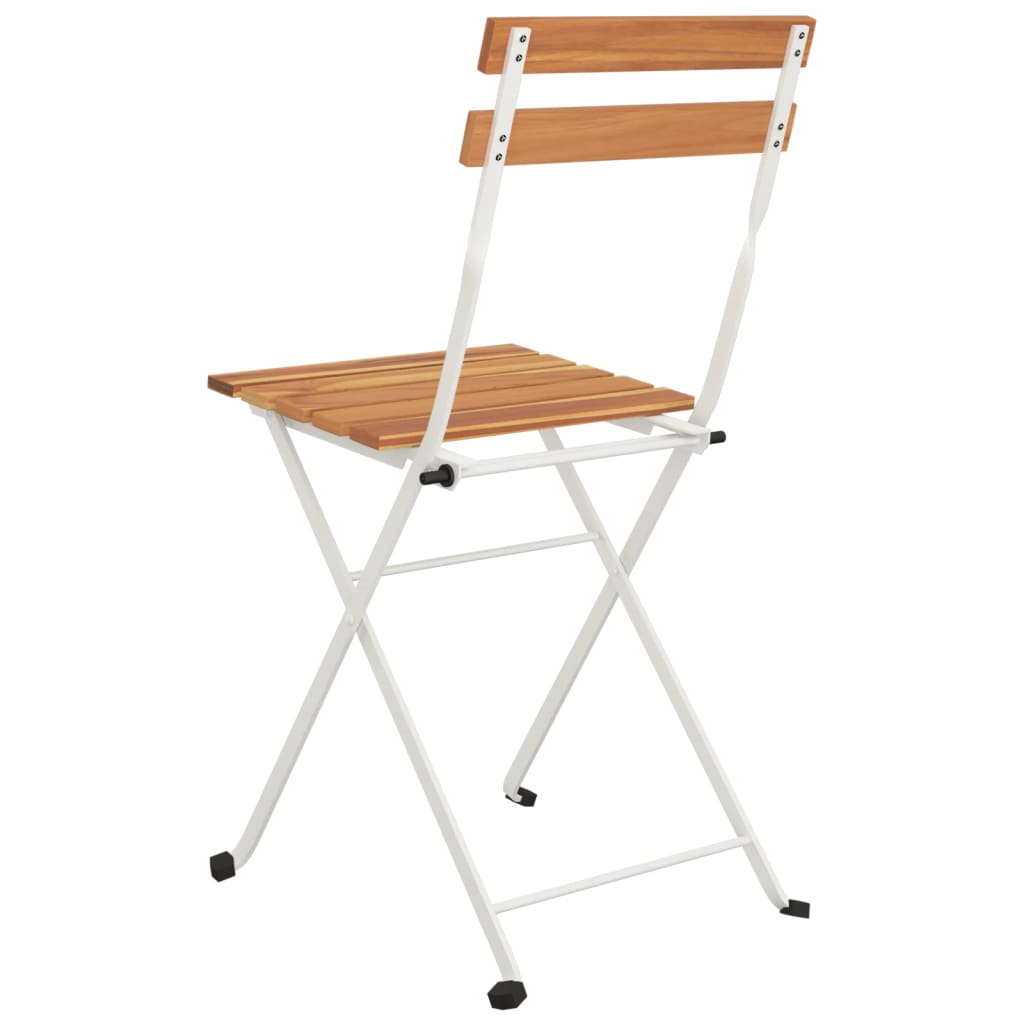 vidaXL Patio Folding Chairs Bistro Foldable Chair Steel and Solid Wood Acacia-39