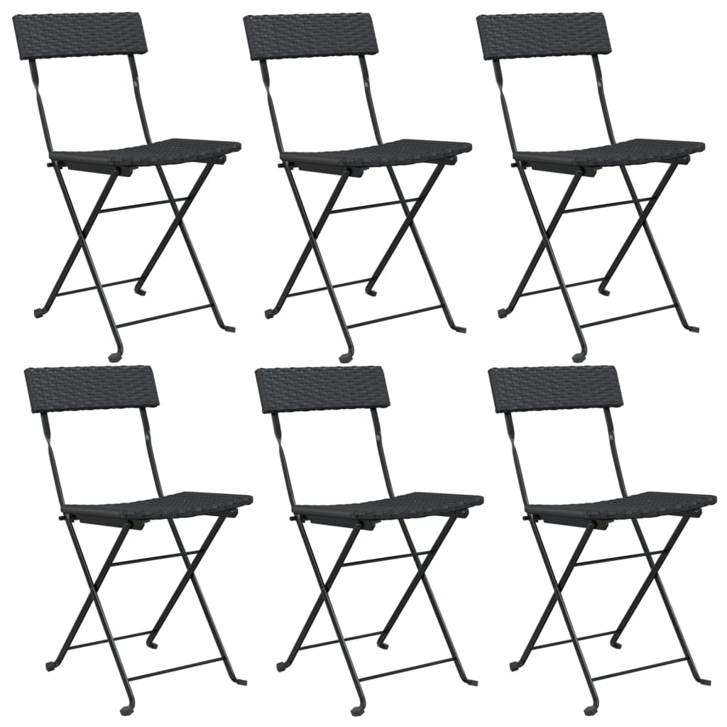 vidaXL Chair Outdoor Bistro Accent Folding Side Chair Poly Rattan and Steel-16