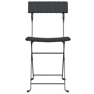 vidaXL Chair Outdoor Bistro Accent Folding Side Chair Poly Rattan and Steel-13