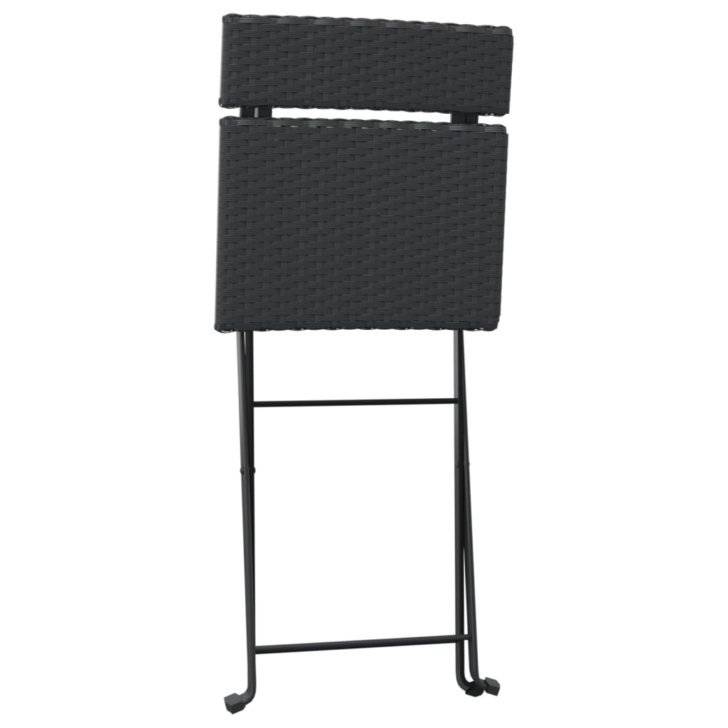 vidaXL Chair Outdoor Bistro Accent Folding Side Chair Poly Rattan and Steel-19