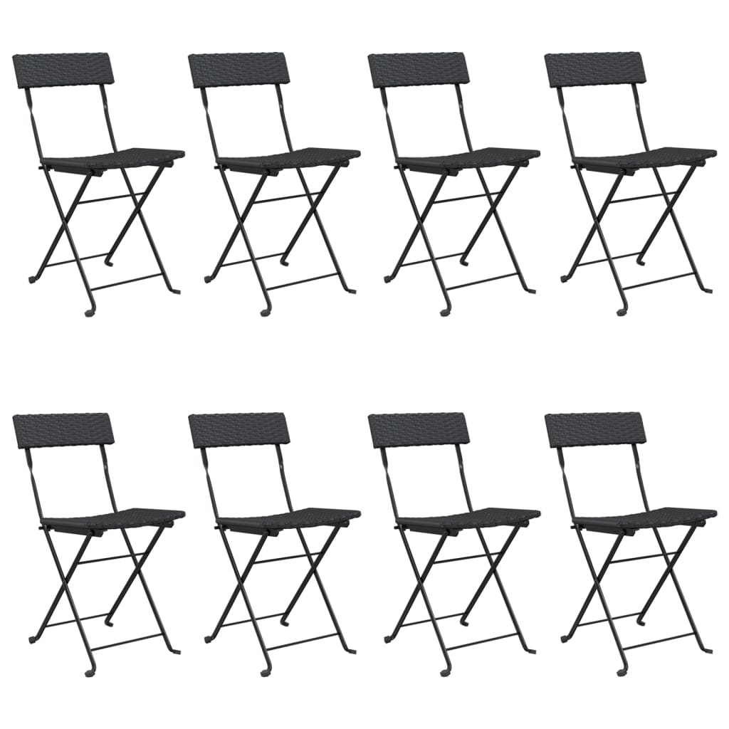 vidaXL Chair Outdoor Bistro Accent Folding Side Chair Poly Rattan and Steel-22