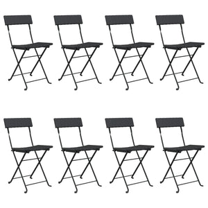 vidaXL Chair Outdoor Bistro Accent Folding Side Chair Poly Rattan and Steel-22