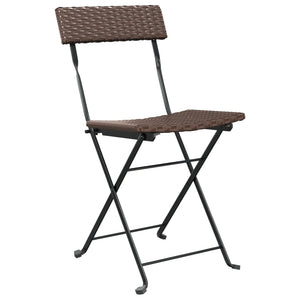 vidaXL Chair Outdoor Bistro Accent Folding Side Chair Poly Rattan and Steel-2