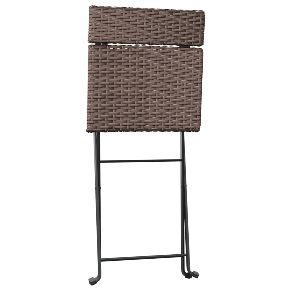 vidaXL Chair Outdoor Bistro Accent Folding Side Chair Poly Rattan and Steel-14