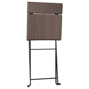 vidaXL Chair Outdoor Bistro Accent Folding Side Chair Poly Rattan and Steel-14