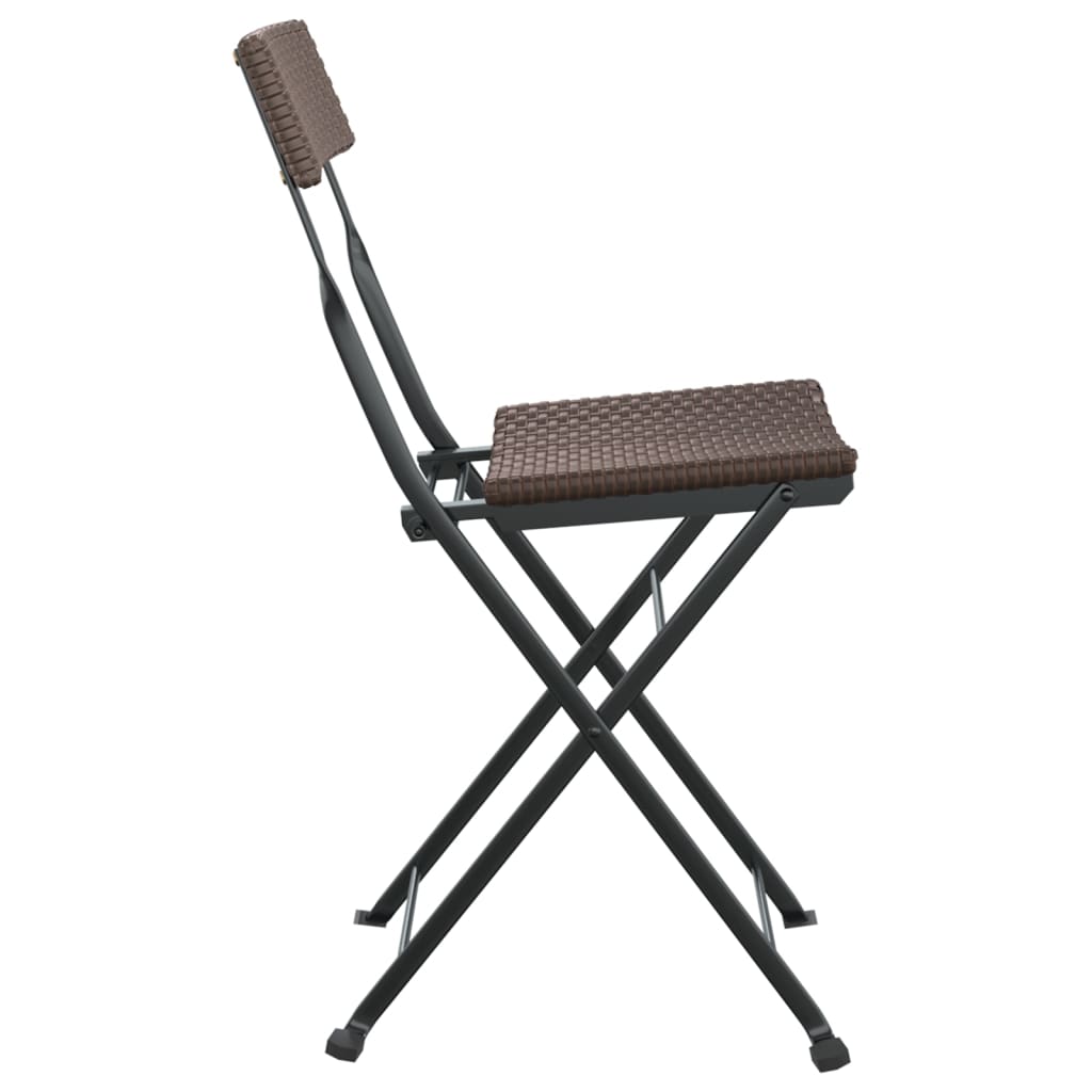 vidaXL Chair Outdoor Bistro Accent Folding Side Chair Poly Rattan and Steel-20