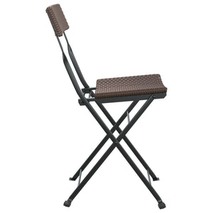 vidaXL Chair Outdoor Bistro Accent Folding Side Chair Poly Rattan and Steel-20