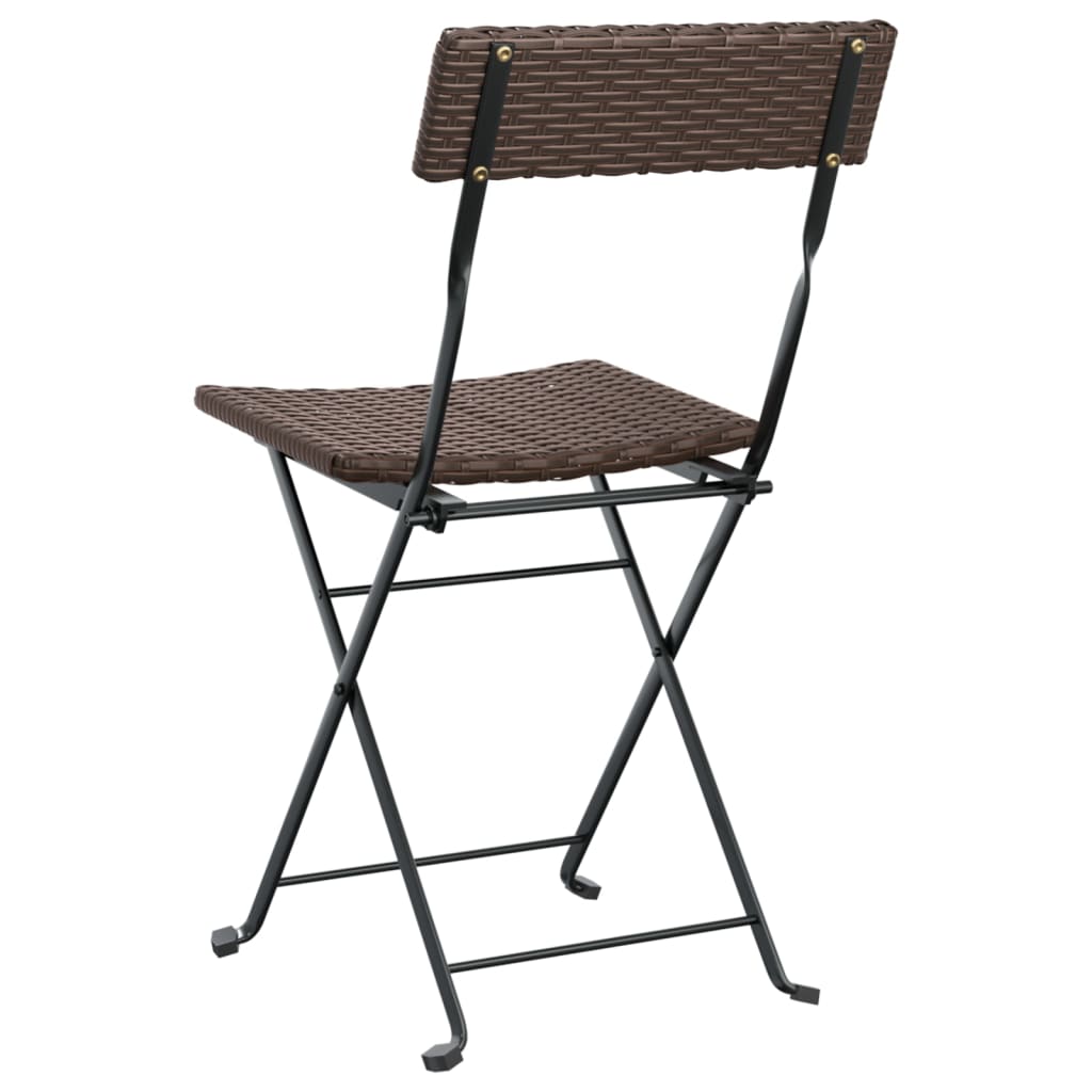 vidaXL Chair Outdoor Bistro Accent Folding Side Chair Poly Rattan and Steel-26