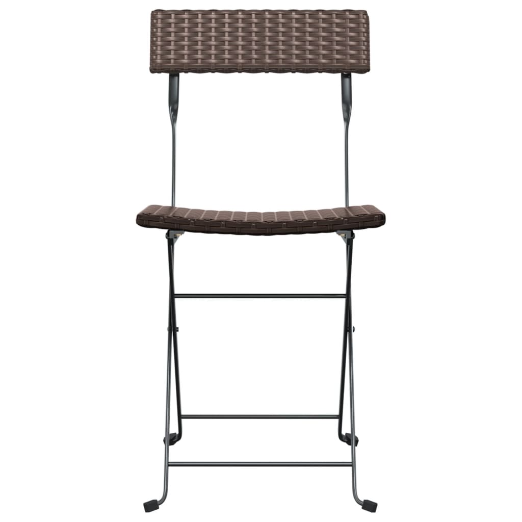 vidaXL Chair Outdoor Bistro Accent Folding Side Chair Poly Rattan and Steel-50