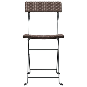 vidaXL Chair Outdoor Bistro Accent Folding Side Chair Poly Rattan and Steel-50