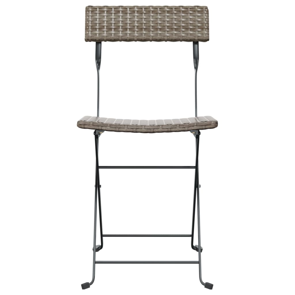 vidaXL Chair Outdoor Bistro Accent Folding Side Chair Poly Rattan and Steel-15