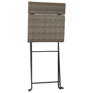 vidaXL Chair Outdoor Bistro Accent Folding Side Chair Poly Rattan and Steel-21