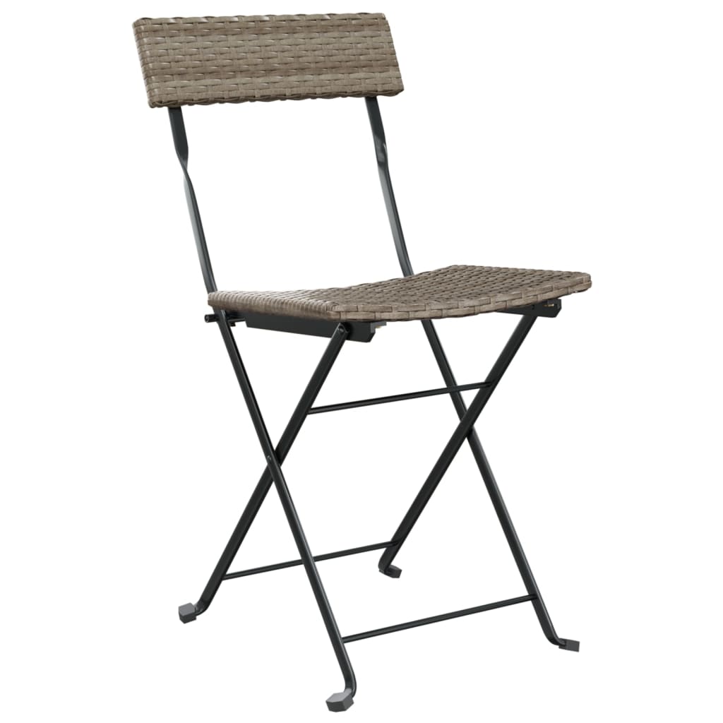 vidaXL Chair Outdoor Bistro Accent Folding Side Chair Poly Rattan and Steel-30