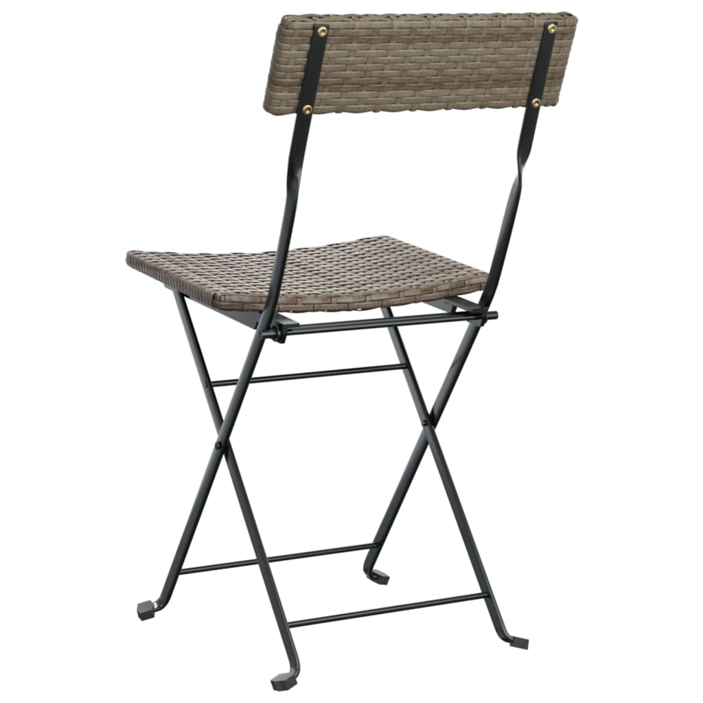 vidaXL Chair Outdoor Bistro Accent Folding Side Chair Poly Rattan and Steel-54