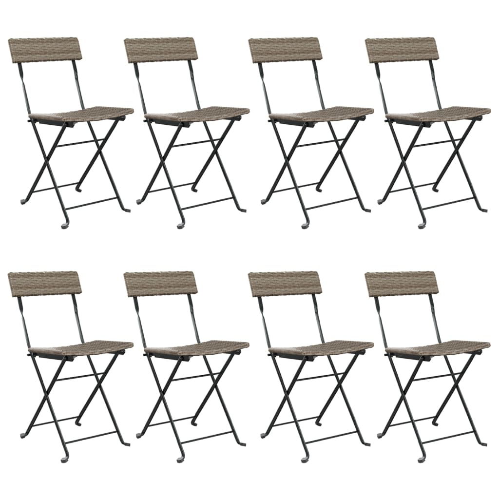 vidaXL Chair Outdoor Bistro Accent Folding Side Chair Poly Rattan and Steel-5