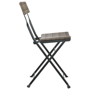 vidaXL Chair Outdoor Bistro Accent Folding Side Chair Poly Rattan and Steel-6