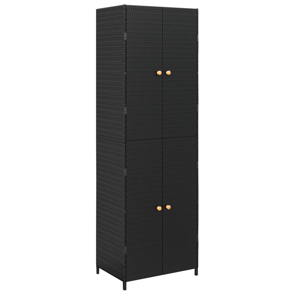 vidaXL Garden Storage Cabinet Black 23.2"x15.7"x70.9" Poly Rattan-0