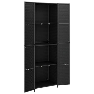 vidaXL Garden Storage Cabinet Black 23.2"x15.7"x70.9" Poly Rattan-12