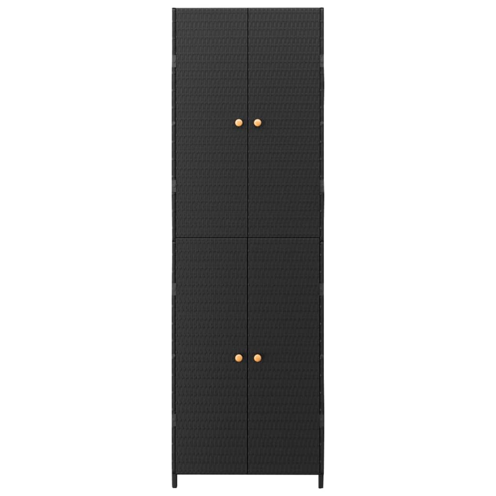 vidaXL Garden Storage Cabinet Black 23.2"x15.7"x70.9" Poly Rattan-14