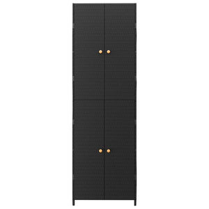 vidaXL Garden Storage Cabinet Black 23.2"x15.7"x70.9" Poly Rattan-14