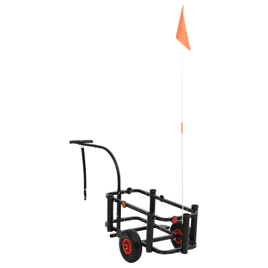 vidaXL Fishing Trolley Black Steel-5