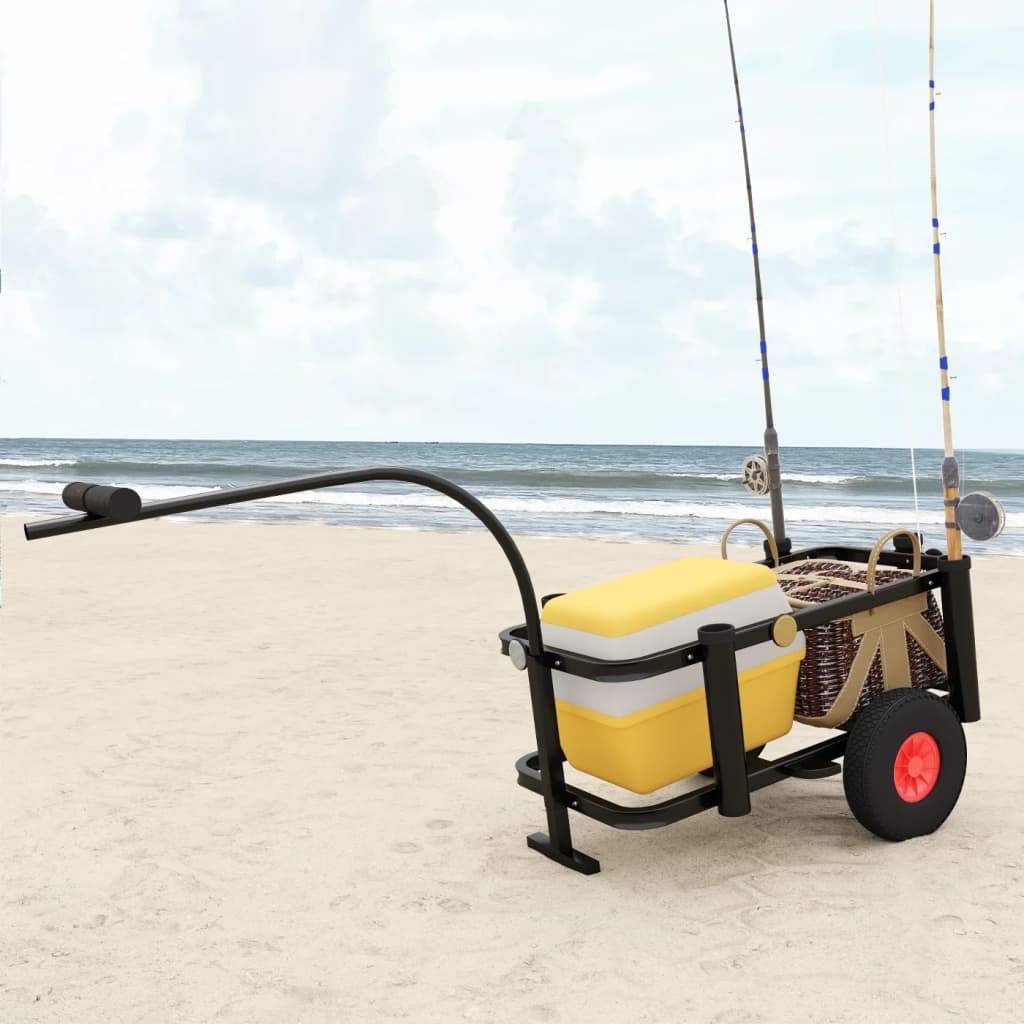 vidaXL Fishing Trolley Black Steel-0