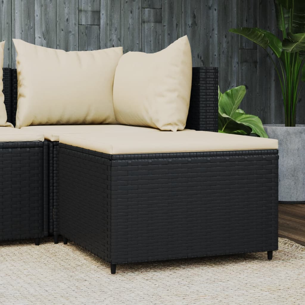 vidaXL Patio Furniture Outdoor Footstool Ottoman with Cushions Poly Rattan-85