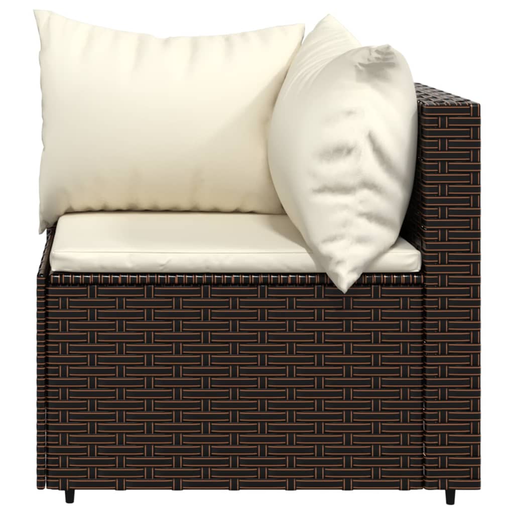 vidaXL Patio Corner Sofa with Cushions Brown Poly Rattan-2