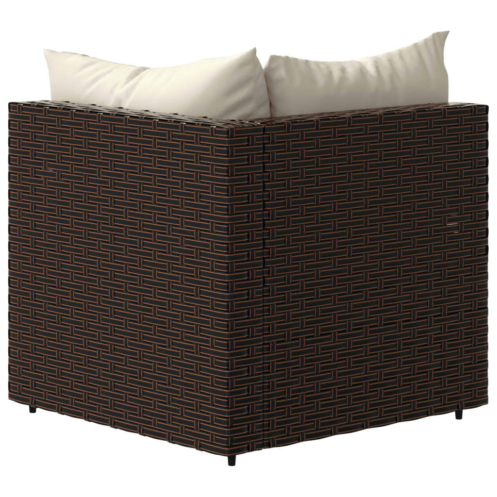 vidaXL Patio Corner Sofa with Cushions Brown Poly Rattan-3