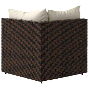 vidaXL Patio Corner Sofas with Cushions 2 pcs Brown Poly Rattan-4