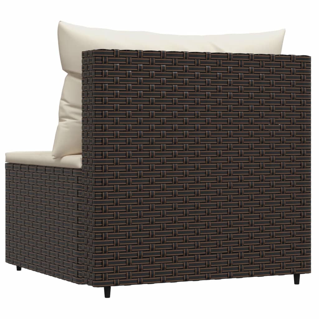 vidaXL Patio Middle Sofa with Cushions Brown Poly Rattan-2