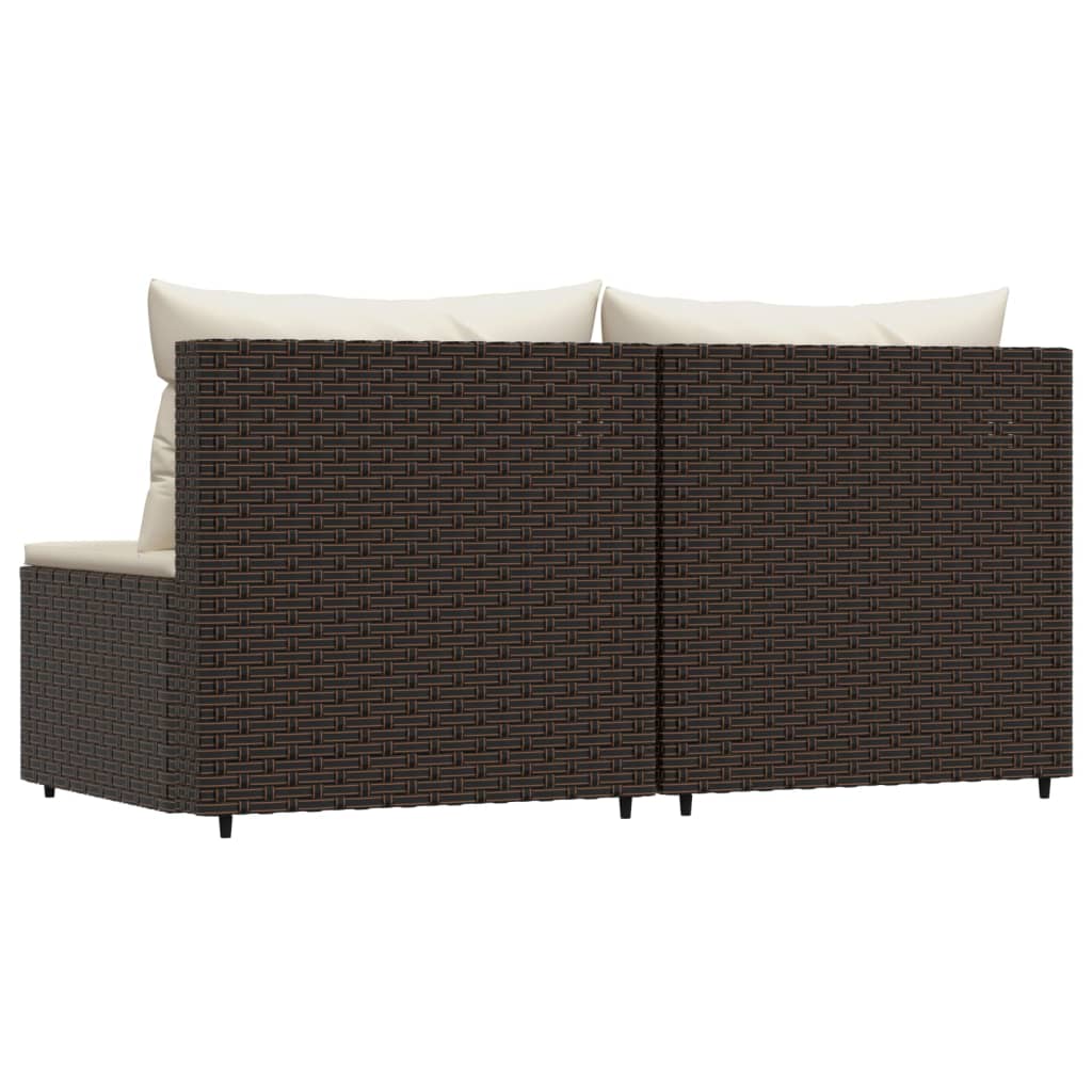 vidaXL Patio Middle Sofas with Cushions 2 pcs Brown Poly Rattan-1