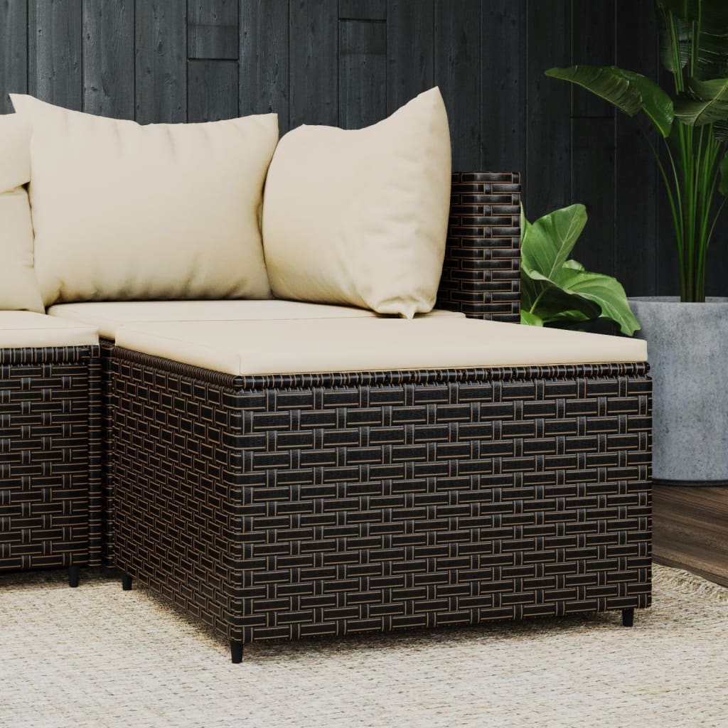 vidaXL Patio Furniture Outdoor Footstool Ottoman with Cushions Poly Rattan-50