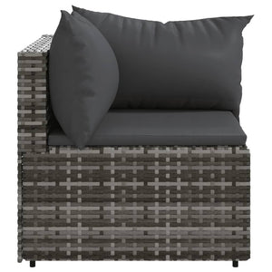 vidaXL Patio Corner Sofa with Cushions Gray Poly Rattan-1