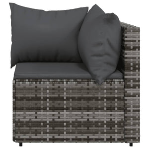 vidaXL Patio Corner Sofa with Cushions Gray Poly Rattan-2