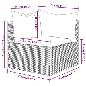 vidaXL Patio Corner Sofa with Cushions Gray Poly Rattan-6