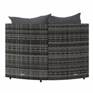 vidaXL Patio Corner Sofas with Cushions 2 pcs Gray Poly Rattan-1