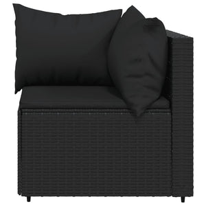 vidaXL Patio Corner Sofas with Cushions 2 pcs Black Poly Rattan-2