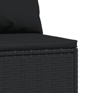 vidaXL Patio Middle Sofas with Cushions 2 pcs Black Poly Rattan-4