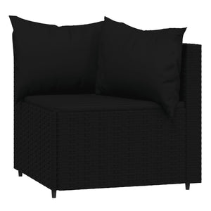 vidaXL Patio Corner Sofas with Cushions 2 pcs Black Poly Rattan-2