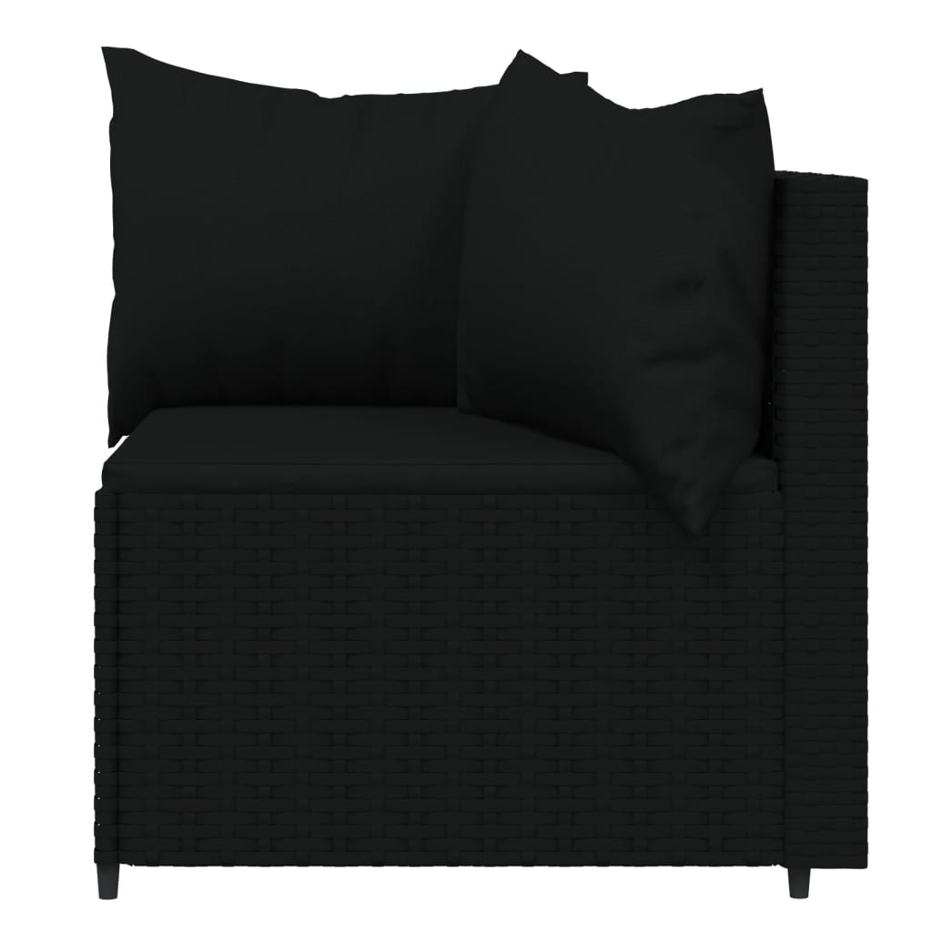 vidaXL Patio Corner Sofas with Cushions 2 pcs Black Poly Rattan-3