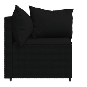 vidaXL Patio Corner Sofas with Cushions 2 pcs Black Poly Rattan-4