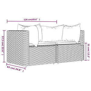 vidaXL Patio Corner Sofas with Cushions 2 pcs Black Poly Rattan-7