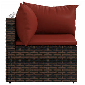 vidaXL Patio Corner Sofa with Cushions Brown Poly Rattan-1