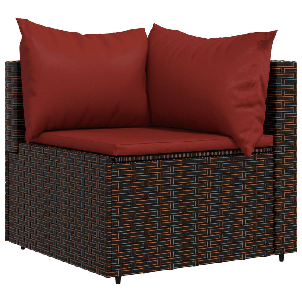 vidaXL Patio Corner Sofas with Cushions 2 pcs Brown Poly Rattan-1