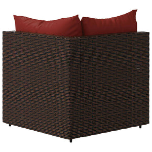 vidaXL Patio Corner Sofas with Cushions 2 pcs Brown Poly Rattan-4