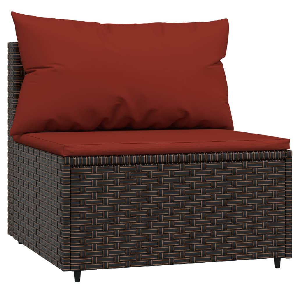 vidaXL Patio Middle Sofas with Cushions 2 pcs Brown Poly Rattan-2