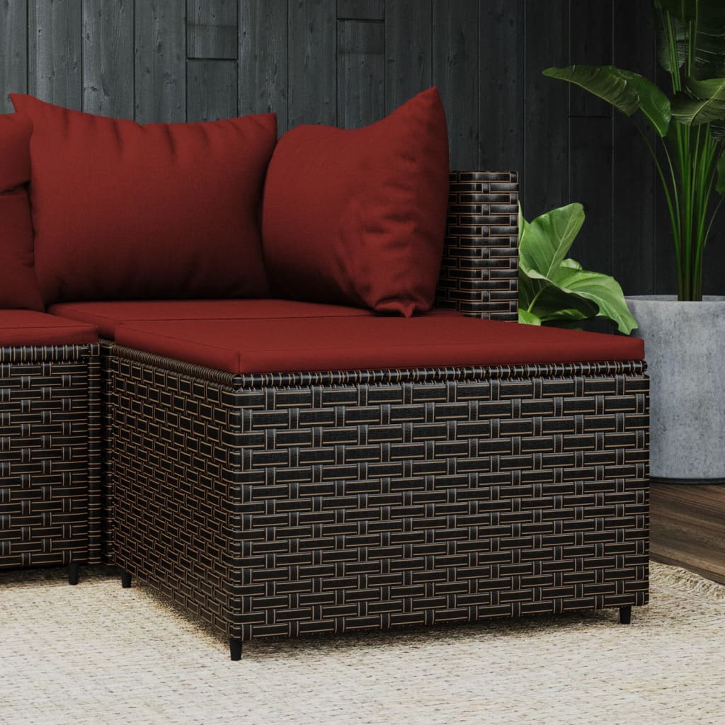 vidaXL Patio Furniture Outdoor Footstool Ottoman with Cushions Poly Rattan-30