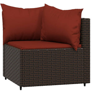 vidaXL Patio Corner Sofas with Cushions 2 pcs Brown Poly Rattan-2